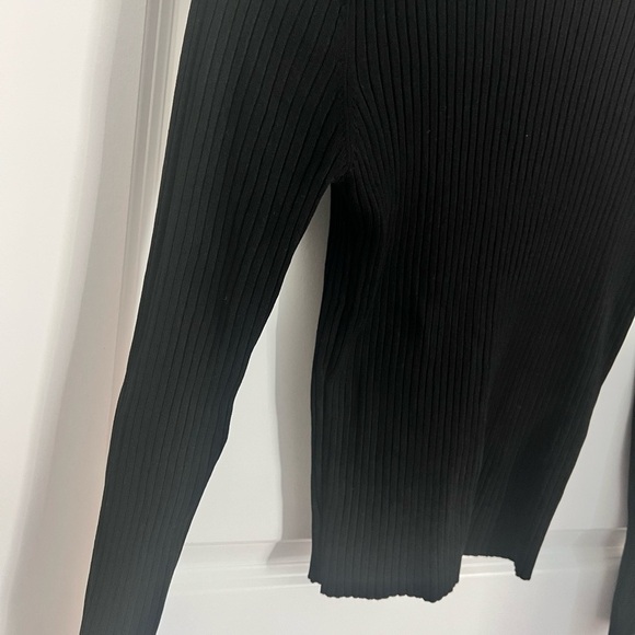 Zara Ribbed Mock Neck Black Long Sleeve Top - Picture 3 of 5